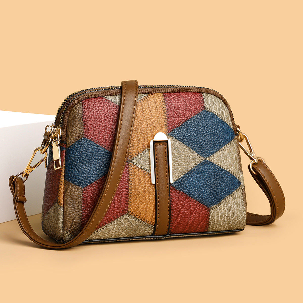 All-matching National Style Fashion Double-Zipper Cross-body Bags 24.00 AED