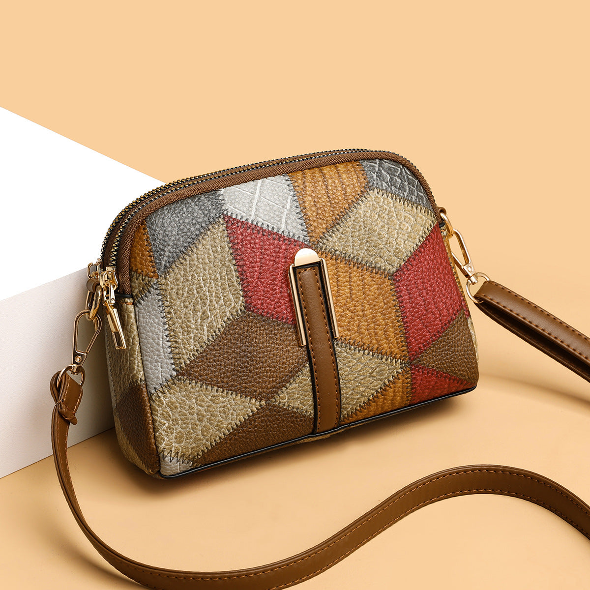 All-matching National Style Fashion Double-Zipper Cross-body Bags 24.00 AED